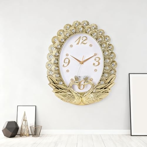 Horloge murale paon silencieuse decorative salon 37cm - 4