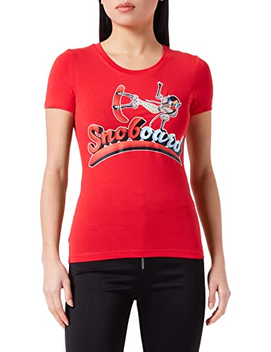 T-shirt snowboard Love Moschino rouge haut de gamme avec impression transfert