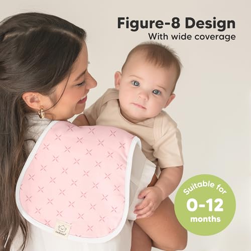 Image of Organic Burp Cloths Baby Boy & Girl - 5-Pack Super Absorbent Cotton Burping Cloths for Babies, Soft & Plush Newborn Spit Up Rags, Infant Towels for Milk Spit Up, Unisex, Large 21 inch x 10 inch (Blush)