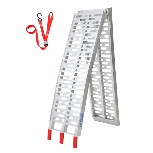 LIEKUMM Rampas de Carga, 223 cm Rampa de Acceso, Capacidad 340kg Plegable Rampas de Carga de Aluminio, Rampa Plegable para Motocicletas, todoterrenos