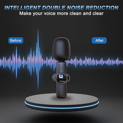 Mini Wireless Lavalier Lapel Microphone for iPhone Android iPad,2 Pack Small Podcast Microphones, 6H Plug and Pick-up 2.4G Ultra-Low Delay Noise Reduction Mics for Interview Video Vlog YouTube