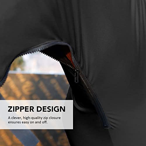 Image of Harrison Howard Stretch Horse Slinky Hood All-Covered Comfortable Horse Sleazy Neck with Zipper -Black M