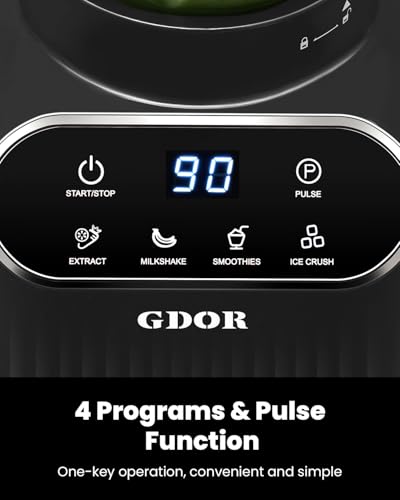 Image of GDOR Professional Blender for Kitchen, 1200 Peak Watts Smoothie Blender, 5 Functions for Ice Crushing & Frozen Fruit, 52 Oz Glass Jar & 24 Oz To-Go Cup Combo, Self-Cleaning, Gray