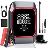 Jump Starter with Air Compressor, 2500A Portable Car Battery Jump Starter Battery Pack (8.5L Gas/8.0L Diesel Engines), Ultra High Definition 5' Screen Jumper Starter 12V Jump Box with Emergency Light
