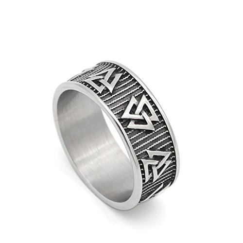GuoShuang Men Stainless Steel Norse Viking Odin Symbol Pagan Compass Amulet Ring