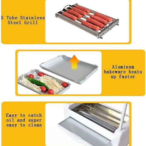 Vaporera eléctrica con Capacidad para 8 Perritos Calientes y Temperatura Ajustable, Ideal para Salchichas Bratwurst, Salchichas de Desayuno y más.