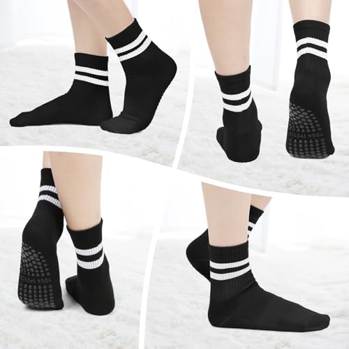 Pilates Socks for Women with Non Slip Grippers, Yoga Socks for Barre Workout Hospital Gym4