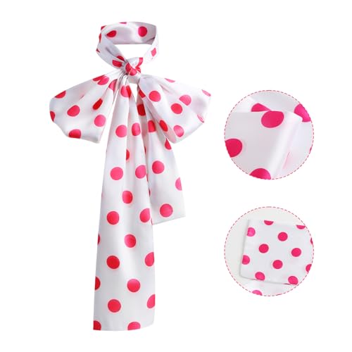 Polka Dot Pink and White Scarf for Women Fashion Neckerchief Halloween Costume Party Accessories3