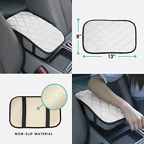 Image of FH Group Neosupreme White Diamond Pattern Center Console Pad - Water-Resistant Armrest Cover Protector for Cars, SUVs & Trucks