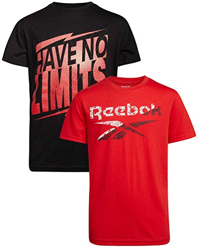 Reebok Boys Short Sleeve Athletic Graphic T-Shirt (2 Pack), Size Large, Black/Red