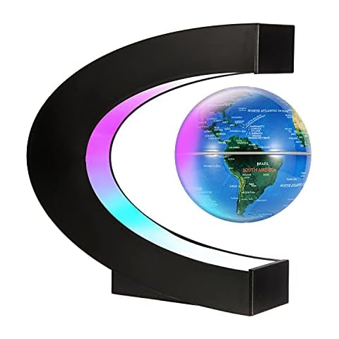 Gresus Magnetic Levitating World Map Globe, Floating Globe with C Shape Display Frame,Cool Tech Home Office Desk Gadget Decor Birthday Gift for Men Fathers Boyfriend Students (Globe doesn't light up) Cover