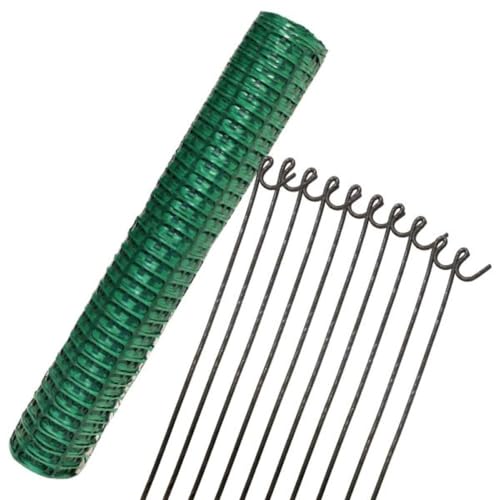 Suregreen Barrier Fencing Mesh | 1m x 25m | 80gsm | Plastic Mesh Roll for Garden Fencing Dog Fence Outdoor Netting Temporary Fencing | Includes 10 Steel Pins | Eco-Friendly Durable UV-Resistant