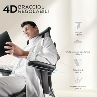 Hbada E3 Air Sedia Ufficio e Scrivania Ergonomica, con Supporto Lombare Dinamico a 3 Zone, Testiera Regolabile 3D, Braccioli Regolabili 3D, Nero con Poggiapiedi