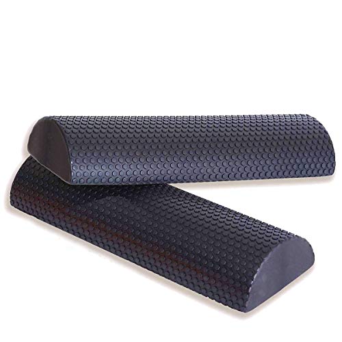 ストレッチ用ポール ハーフ ヨガポール フォームローラー 半円ハーフカット ２本セット ストレッチ用ポール リセットポール ハーフカット 長さ45cm 活用マニュアル付き 日本語説明書付き (ブラック)