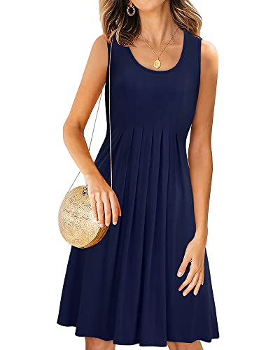 Image of KILIG Women Soft Casual Beach Sundress Floral Pleated Vintage Tank Dress 2026