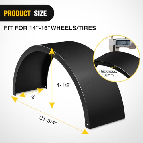 Image of Nilight Round Trailer Fenders Single Axle Mud Guards 14 to 16 in Wheels