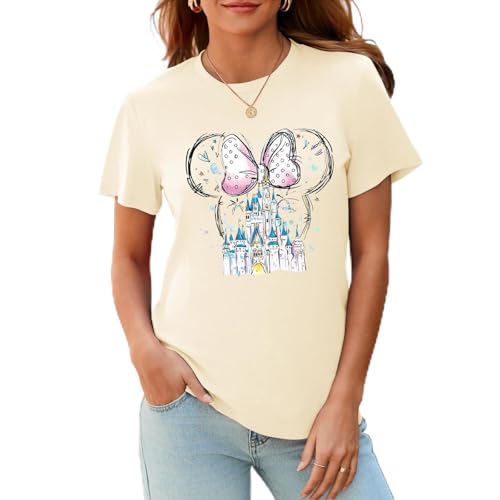 Image of Magical Shirt for Women Magic Kingdom T Shirt Family Vacation Tee Princess Castle Casual Short Sleeve Tops