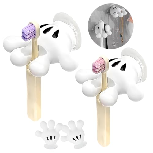 Image of HASTHIP Cute Hanging Toothbrush Holder, Wall Mounted Bathroom Organizer for Kids & Adults, Durable Quality Plastic Toothbrush Stand, Space-Saving Toothpaste Storage, Easy Install, 1 Pack