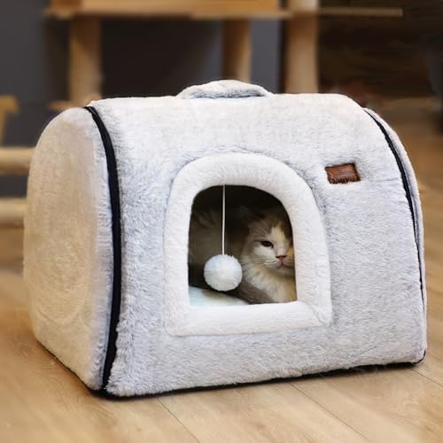 cat Bed cave-cat beds for Indoor Cats,Soft and Comfortable,Cute cat House,with Removable Washable...
