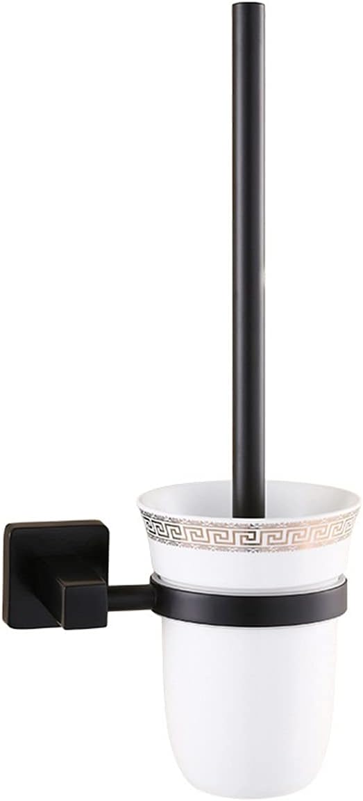 Bathroom Hardware Set, Black Towel Rail Bar, Towel Rack, Paper Holder, Toilet Brush, Towel Hanger (Color : Single Towel bar)