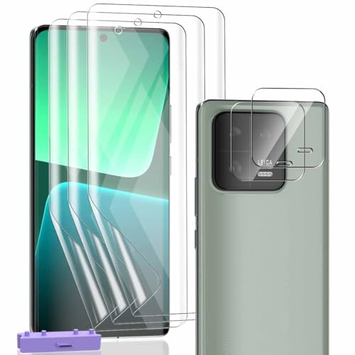 Zerrshoo Protector de Pantalla para Xiaomi 13 Pro, Película de TPU Hidrogel Flexible 3 Piezas y Cristal Templado Protector Cámara 2 Piezas, Anti-Arañazos HD Claro Película Protectora
