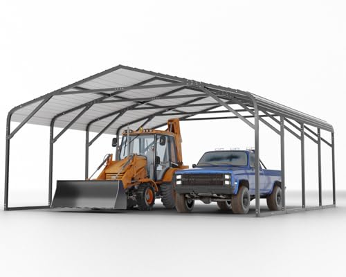 20x20 FT Heavy Duty Metal Carport, 2-Car Garage with Structural ...