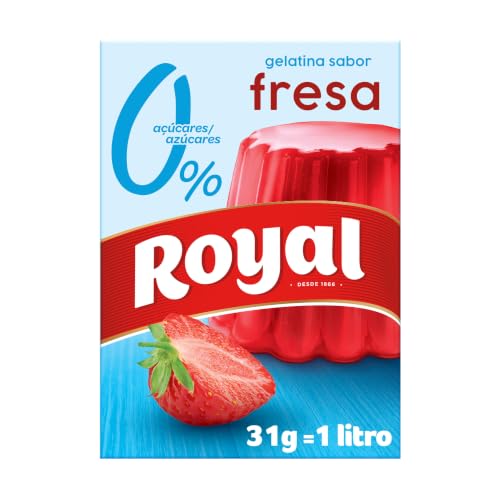 Royal Gelatina Sabor Fresa 0%, Preparado en Polvo Sin Azúcar, Pack 31 g