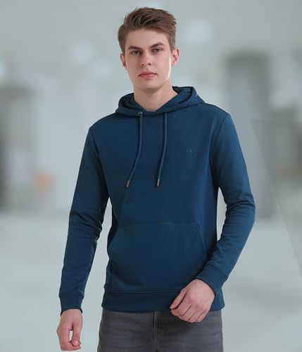 Image of TURMS Anti Stain Men's Hoodie | Anti Odor Water Repellent | Cotton Blend Casual Travel Edition Hooded Sweatshirt | Winter Wear Pullover