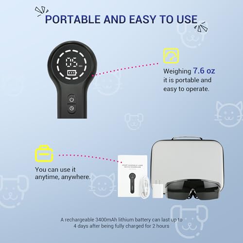 Image of Mibest Cold Laser Therapy Device for Vet - Red Light Therapy for Dogs and Cats - Infrared Light Therapy Targets Joint and Muscles - Pain Relief, Arthritis, Spinal, Wound Healing (4x808nm + 12x650nm)