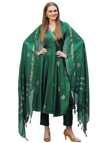 Image of ANNI Designer Rayon Blend Women Kurta Set with Pant & Dupatta