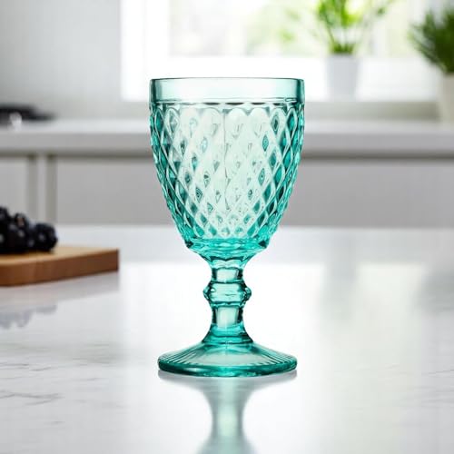 Verres à long drink bleus et gobelets de table rétro diamant - 3