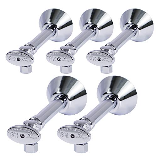 Image of Midline Valve 83212QS-OM-5 Water Supply Angle Stop Valve with 5'' Extension Tube; 1 /4 Turn Handle; 1 /2 in. SWT x 3 /8'' COMP; Chrome Plated Brass (5 Pack)