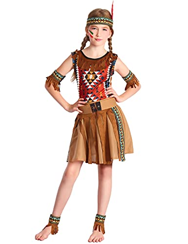 DEGUISE TOI Costume da indiana d'america per bambina - Marrone