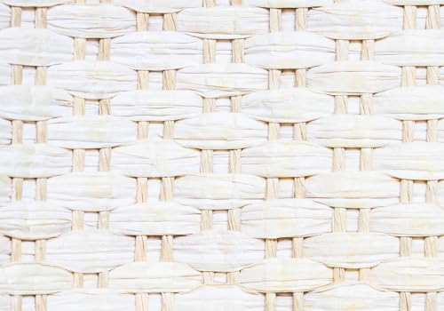 White Cream Natural Woven Rattan Flat Braid Backdrop Light Basket