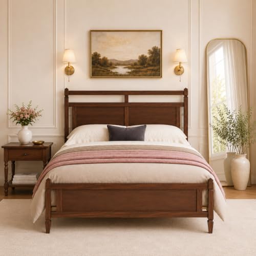 Queen Platform Bed with Open-Frame Panel Headboard