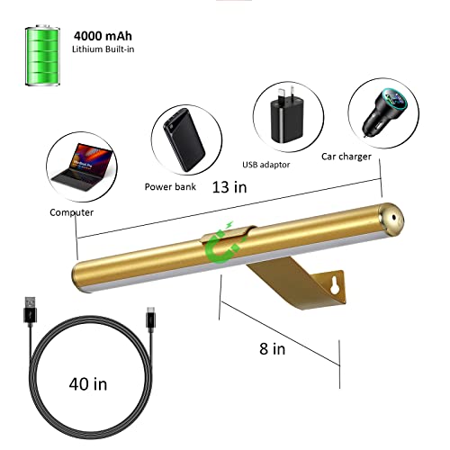 Image of MIOBLUE Rechargeable Picture Lights with Remote,Full Metal Painting Light Display LED Battery Lamp with 3 Lighting Modes, Dimmable Dartboard Light with Timer for Frame Portrait Art