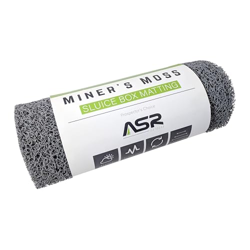 ASR Outdoor Miners Moss Sluice Box Matting Mining Equipment for Gold Prospecting, Unbacked 10mm, 12 x 36 inch, Grey