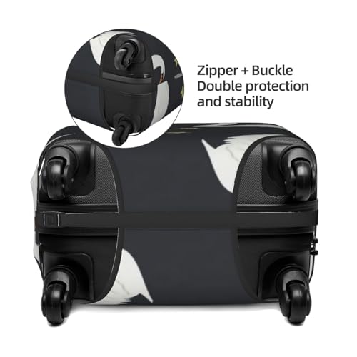 White Swans On A Black Starry Background Luggage Cover, Protective Washable Suitcase Cover - Travel High Elastic Fibers Suitcase Protector Fits Medium4