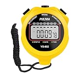 PULIVIA Sports Stopwatch Timer, Single Lap Split Digital Stop Watch for Sports Kids Coaches Swimming Running, Yellow