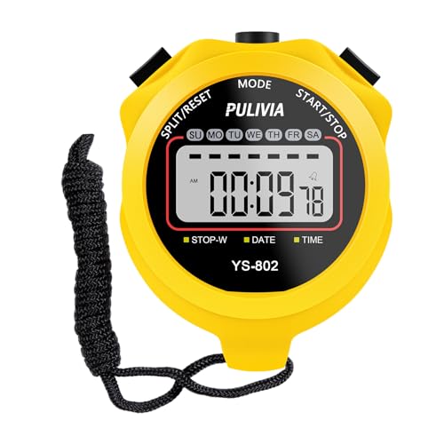 PULIVIA Sports Stopwatch Timer, Single Lap Split Digital Stop Watch