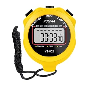 Sports Stopwatch Timer, Single Lap Split Digital Stop Watch for Sports Kids Coaches Swimming Running, Yellow