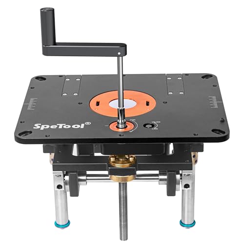 SpeTool Elevador de fresado para fresadoras superiores con 65 mm de diámetro y 107 mm de diámetro, elevador de fresado de aluminio con plantilla de bricolaje y 3 anillos magnéticos, placa de fresado