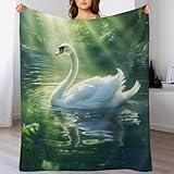 AASWDFR Decke Schwan Decken Tagesdecke - Weiche Flannel Decke Sofadecke - Wohndecke Sofaüberwurf Bettüberwurf 180×200cm