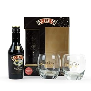 Baileys Gift Set – Baileys Irish Cream Liqueur 20cl with 2x Baileys Glasses – Official Licensed Baileys Miniature and…