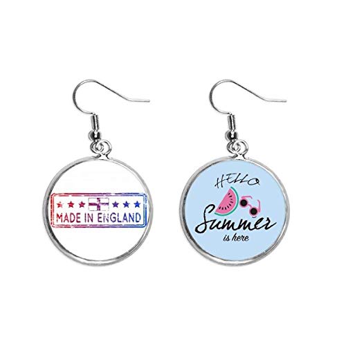 Pendientes de sandía estilo bandera británica de Inglaterra hechos artesanalmente
