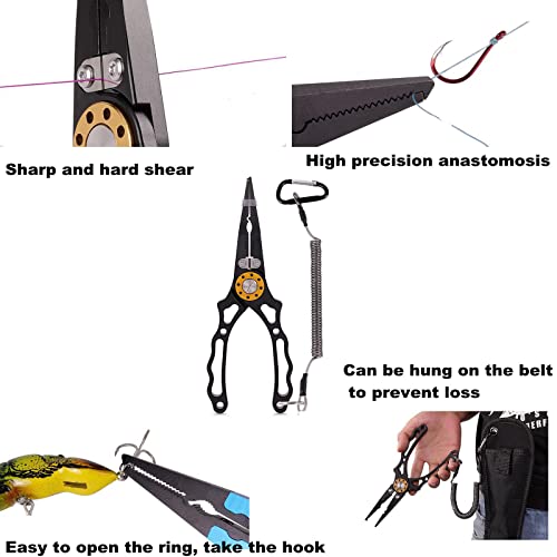 Hdlsina Fly Fishing Tools Set, Include Fishing Tackle Backpack Storage Bag,Fishing Pliers, Fish Lip Gripper Fishing Pliers Hook Remover Split Ring Ice Fishing Gear Fishing Gifts For Men (Black) #TOP6