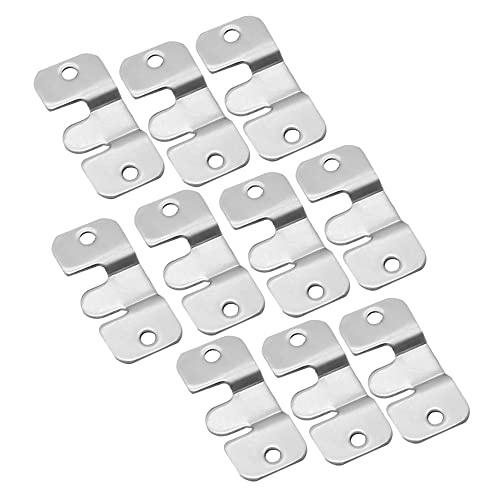 Image of 5Pairs Photo Frame Hook，Interlocking Flush Mount Bracket Picture Hanger，Stainless Steel Picture Hanging Hooks， Heavy Duty Mirror Hanging Buckle Furniture Connector Headboard Wall Mounting Hardw