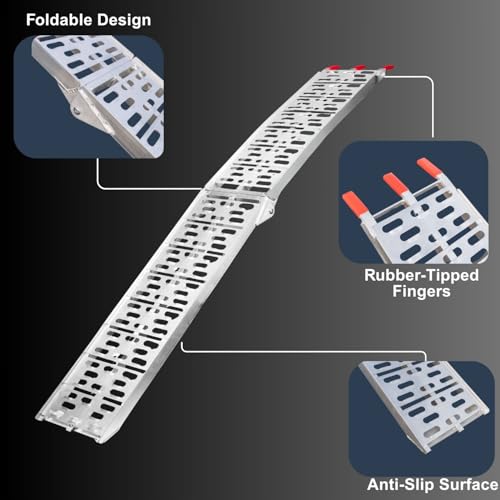 image for VENDAV Aluminum Motorcycle Ramp – 7.5ft, 750 lbs Capacity, with Load