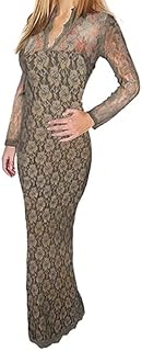 فستان دريس دانتيل مبطن للنساء بلون بني