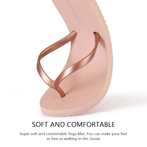 Image of shevalues Slim Flip Flops for Women Beach Rubber Shower Shoes Basic Thong Sandals